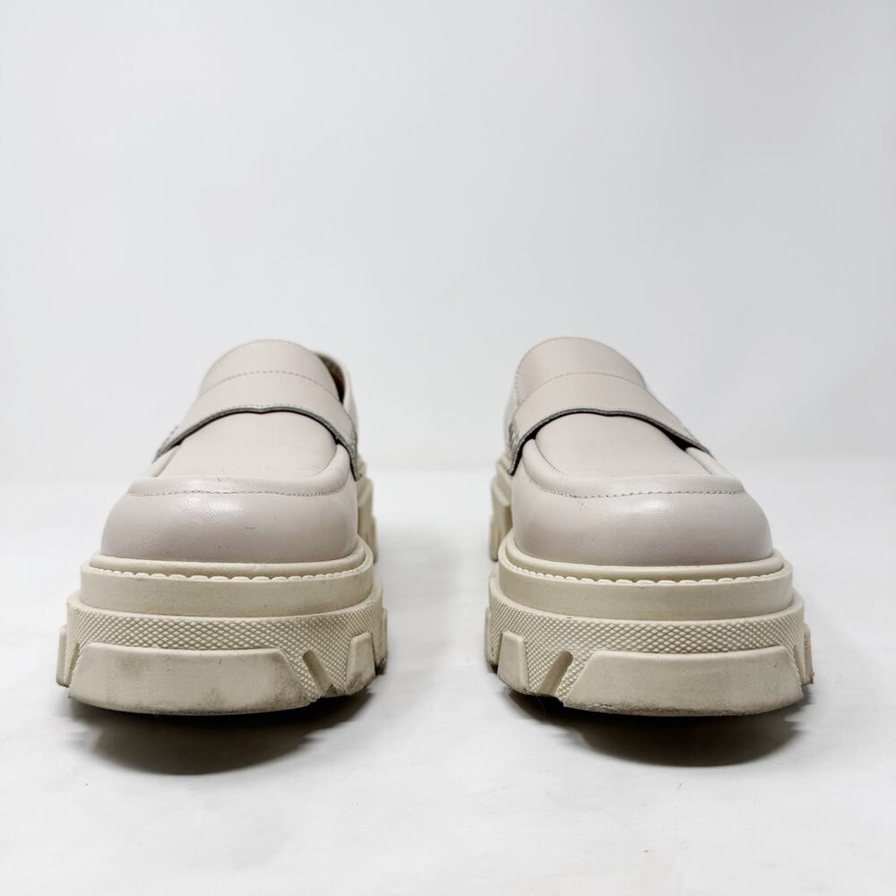 [Alohas] Cream Trailblazer Chunky Heel Penny Loafers Genuine Leather Sz 10 EU 40 - Picture 5 of 12